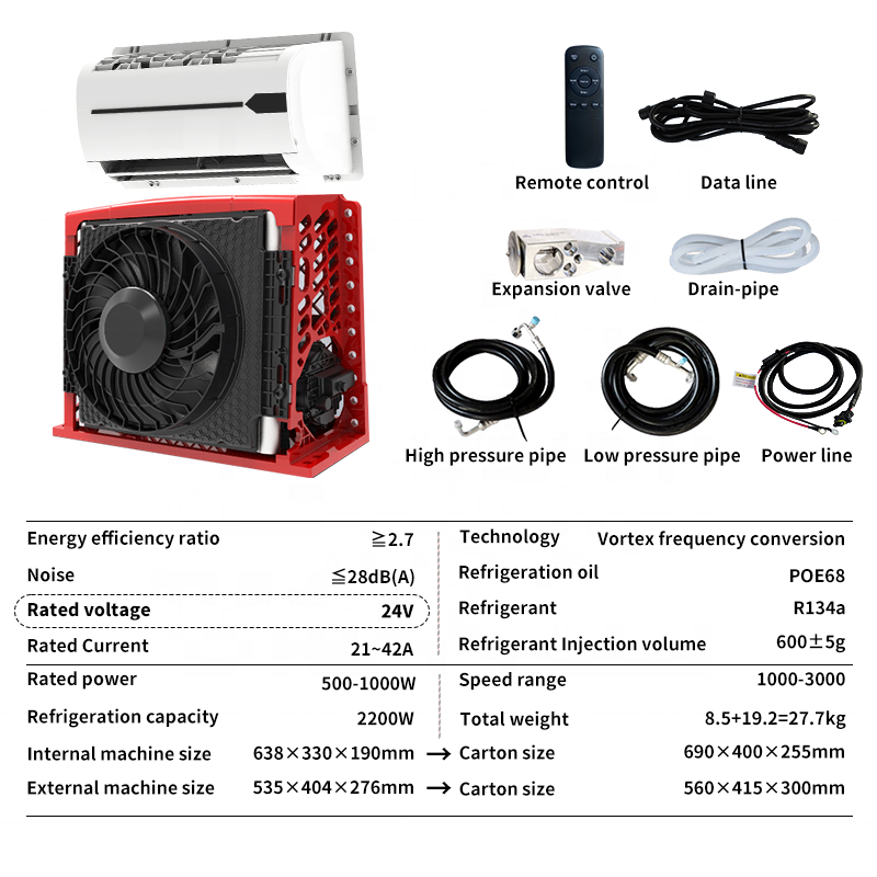 24V Split Air Conditioning for Auto Parking 12 Volt Rooftop Camper RV Trailer Truck Tractor Van Caravan Air Conditioner