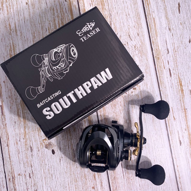 SOUTHPAW Fishing Reel Lightweight Spool 6.3:1 Gear Ratio Baitcasting 12.5kg Max Drag Saltwater Left/Right Fishing Reel
