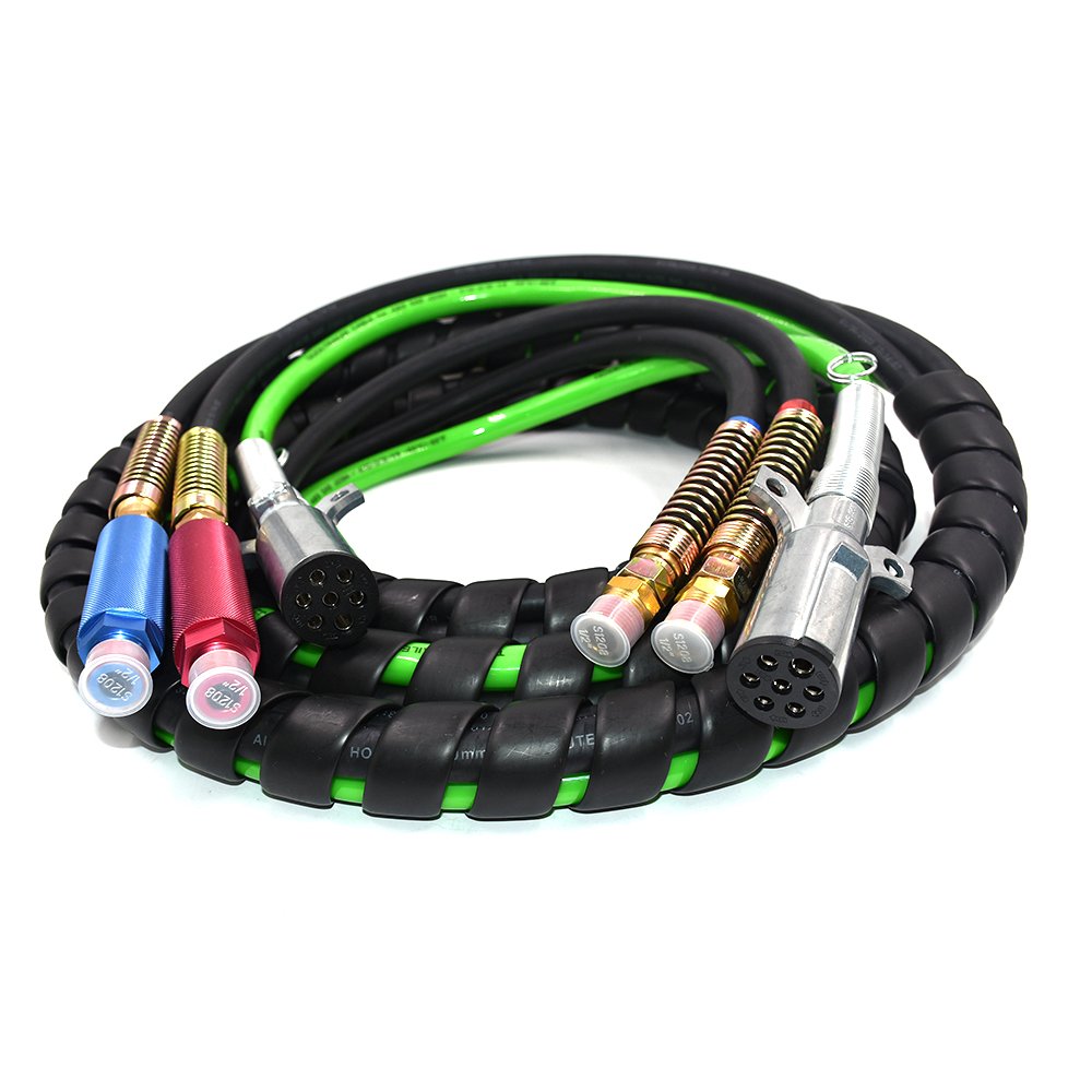 High Quality Abs air Power Lines 15 Foot 3-in-one Cable with Sae J1402 air Brake Hose Aluminium Grip