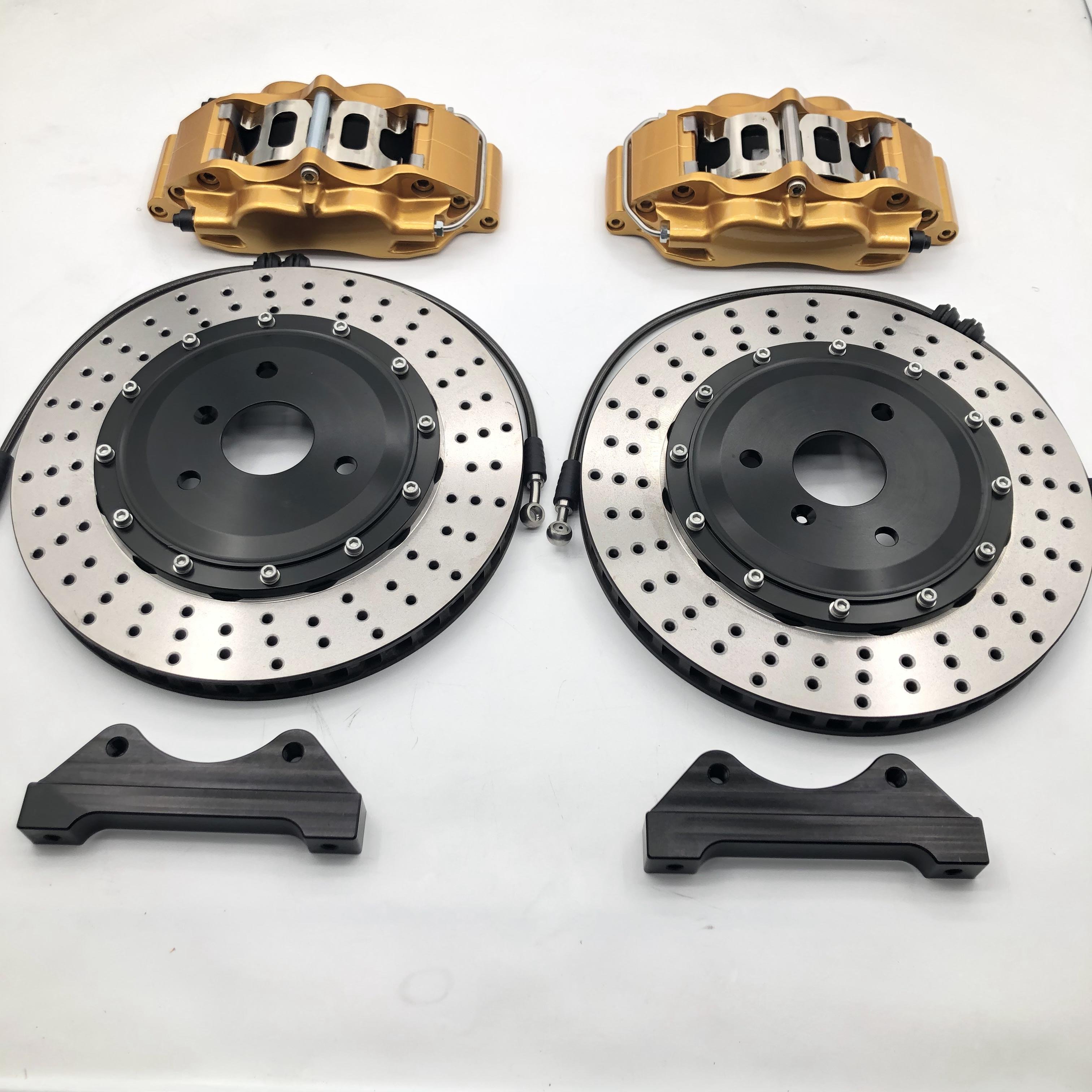 Jekit High Performance Big Auto Brake System 5200 Brake Kit 4 Pot Brake Caliper Kit for VW Mk2 Golf Mk5 Mk6 Mk7 GTI R32 Custom