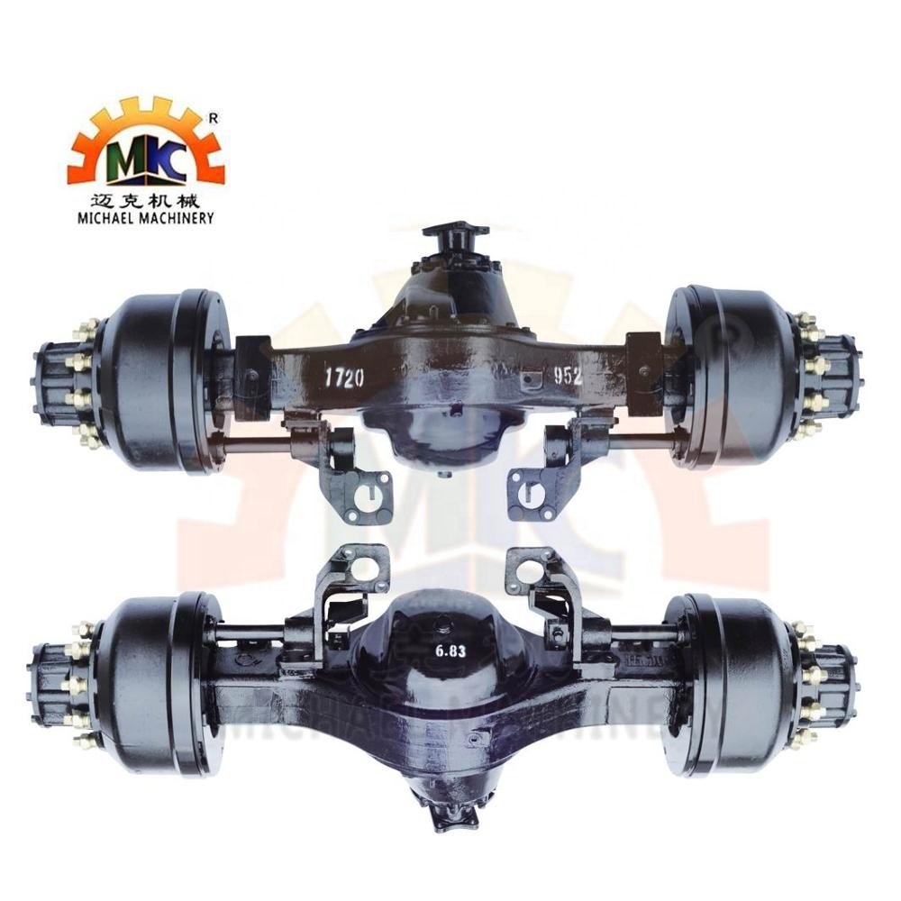 Dual Tyre Air Drum Brakes Double Tandem Bogie Suspension Rear Wheel Drive Axle for 6x6 6x4 Heavy Duty Semi Trailer Tractor Truck