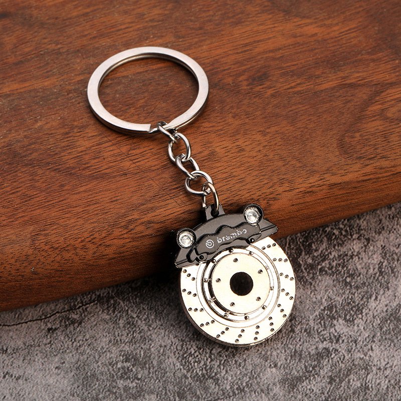 Hot Sale Automotive Car Part Keychain Metal Pendant Brake Disc Car Caliper Brake Pad Key Chain for Gift