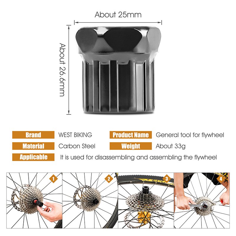 WEST BIKING Bicycle Extractor Freewheel Remover Tool Kit Spoke Wench Bike Chain Brake Bottom Bracket Removal 6 Wrench Tool Set