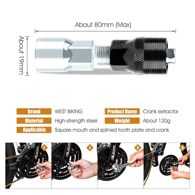 WEST BIKING Bicycle Extractor Freewheel Remover Tool Kit Spoke Wench Bike Chain Brake Bottom Bracket Removal 6 Wrench Tool Set