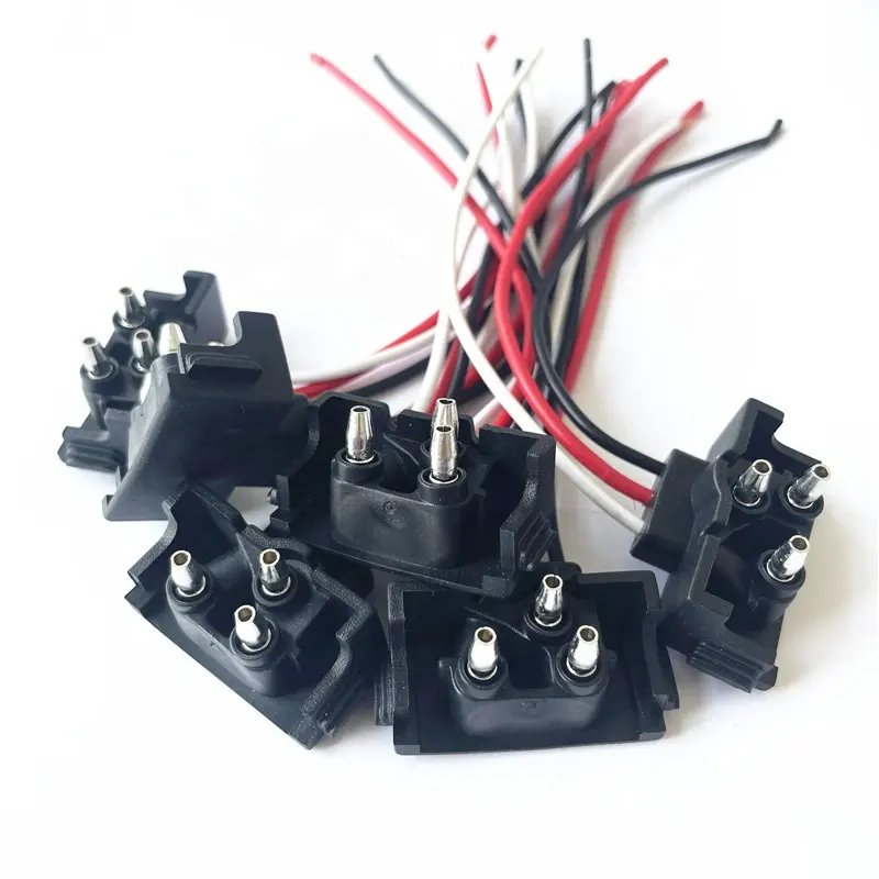 Right Angle 3-Pin Trailer Connector Pigtail Harness 15cm Nylon for Truck Trailer Stop Turn Tail Brake Backup Light Auto