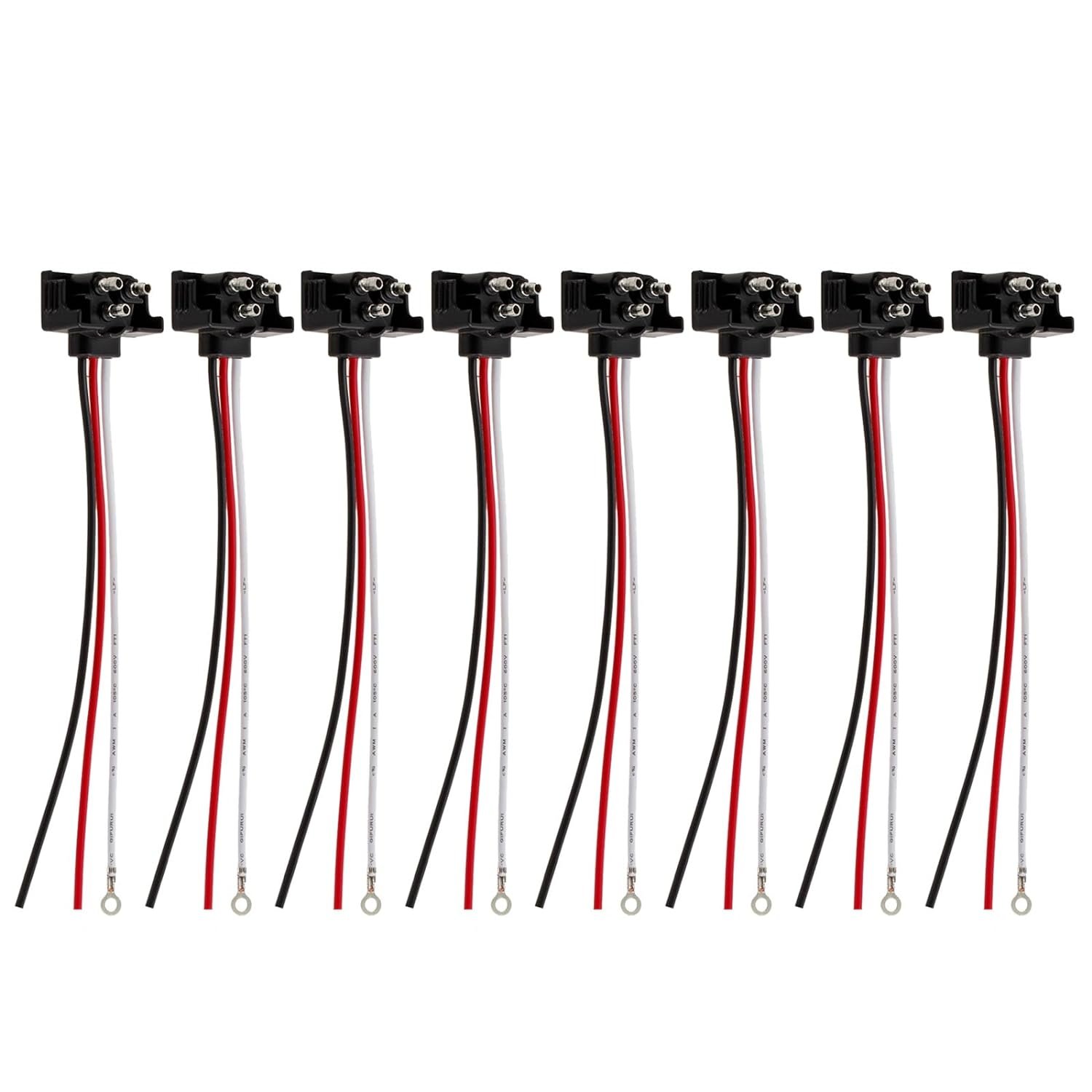 Right Angle 3-Pin Trailer Connector Pigtail Harness 15cm Nylon for Truck Trailer Stop Turn Tail Brake Backup Light Auto