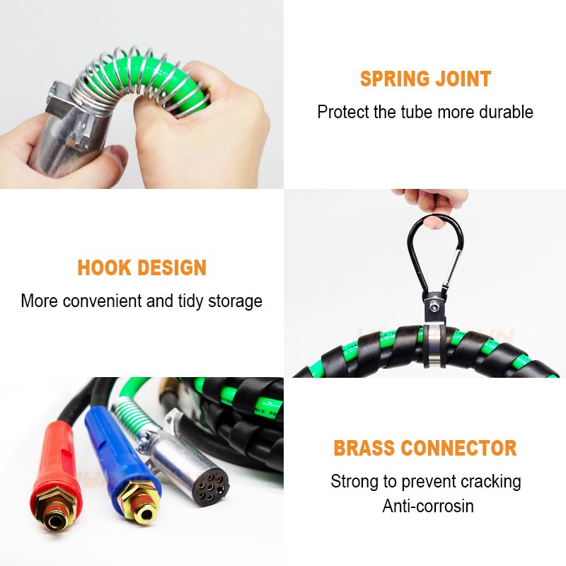 3 in 1 Trailer 7 Pin Plug and Cable ABS Electric Cord Cable & Air Lines Hose Tractor Truck Part Accessories