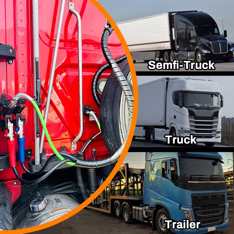 3 in 1 Trailer 7 Pin Plug and Cable ABS Electric Cord Cable & Air Lines Hose Tractor Truck Part Accessories