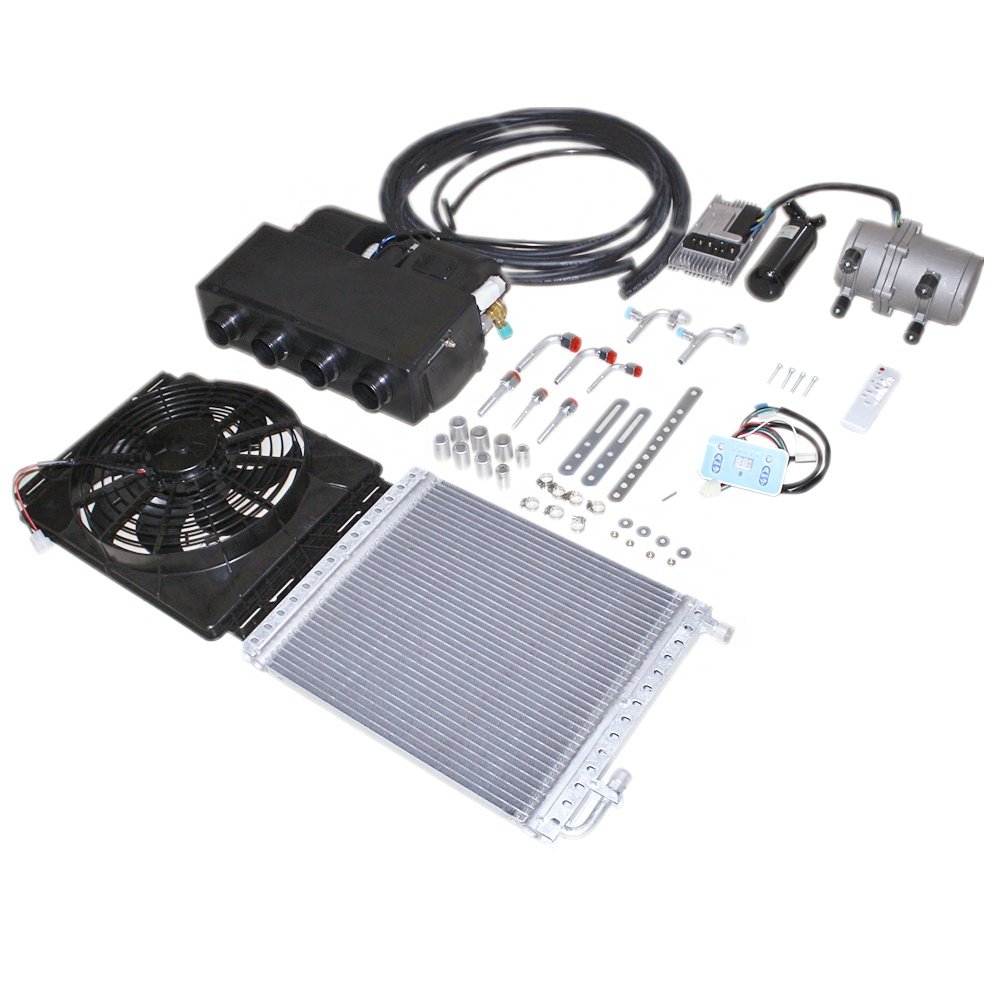 Okyrie Universal 12V 24V Auto Parking AC Compressor 4-Hole Wall-Mounted Electric Air Conditioning Unit