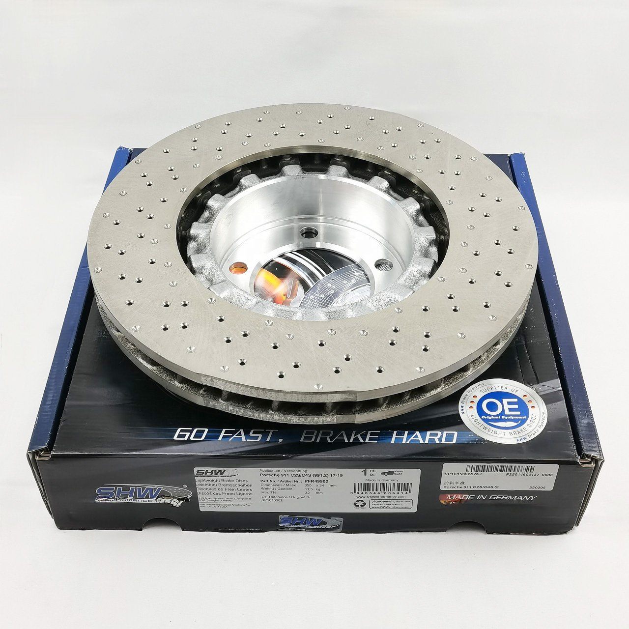 High Quality 9P1615302 Front Brake Disc for SHW Performance PFR49902 for Porsche 911 C2S/C4S (991.2) 17-19