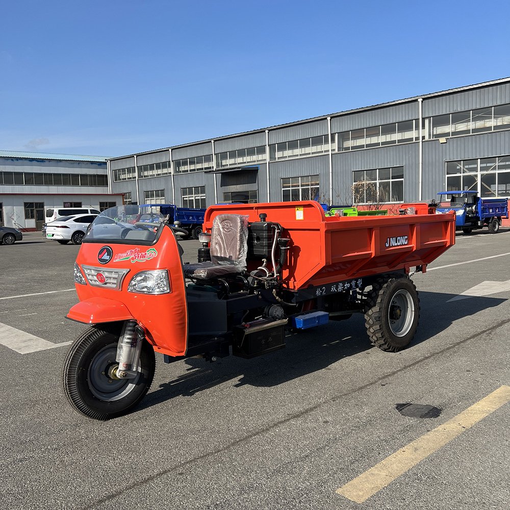 Heavy-Duty Dual Beam Dual Frame One-Key Start Power-Assisted Brake Hydraulic Steering Thickened Cylinder Fuel Dump Tricycle