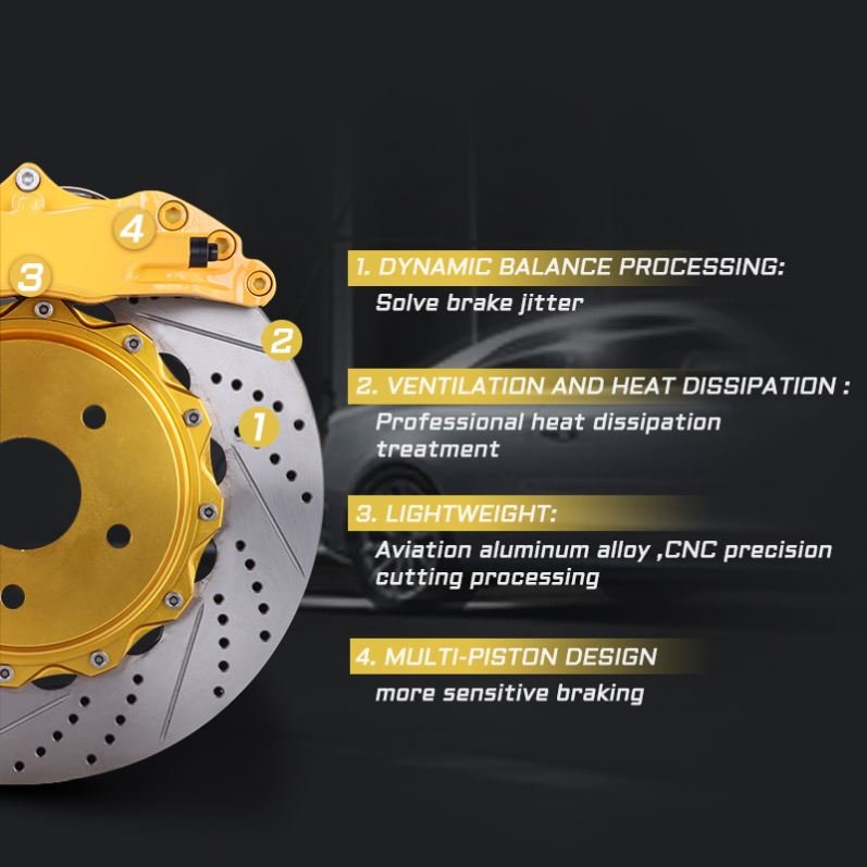 5200 4 Piston Brake Kit with Carbon Ceramic Technology for Honda Civic 1995 Mercedes W212 E250 E90 VA WRX MK7 GTI