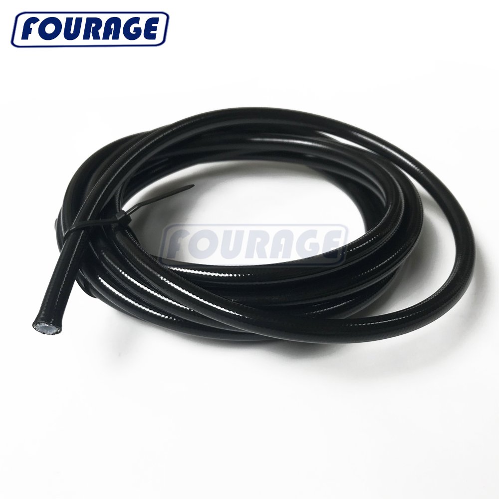 Auto Parts -3AN PTFE Hose Stainless Steel Braided Black PVC Covered / Coated AN3 1/8" ID PTFE Brake Line Hose