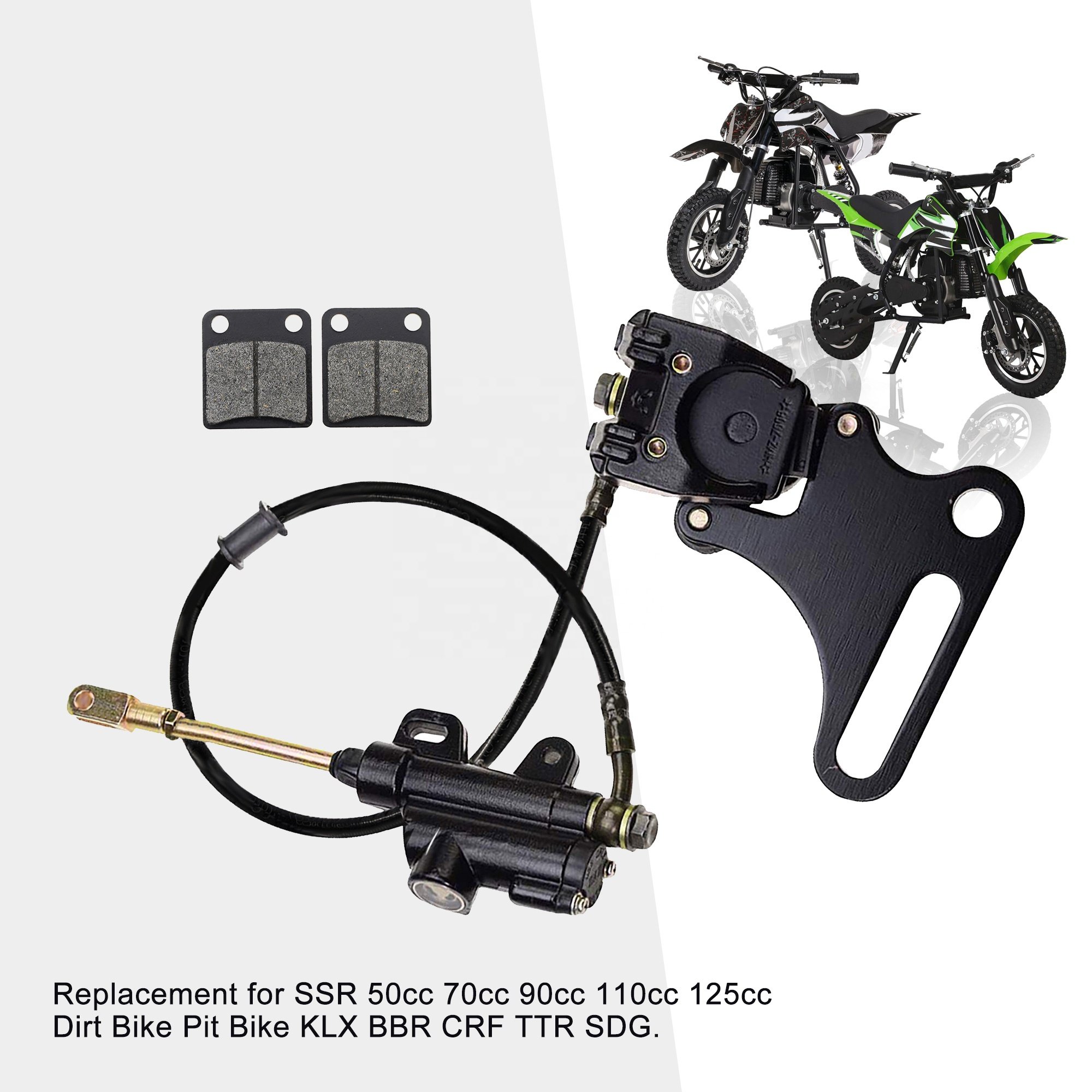 GOOFIT Rear Brake Assembly Master Cylinder Caliper With Brake Pads Replacement for SSR 125cc 110cc Pit Dirt Bike Chinese Scooter