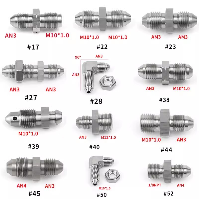 Stainless Steel Banjo Bolts AN3 AN4 M10x1.0 M10*1.25 M12X1.0 M12X1.25 M Brake Caliper Single Banjo Bolt Fitting