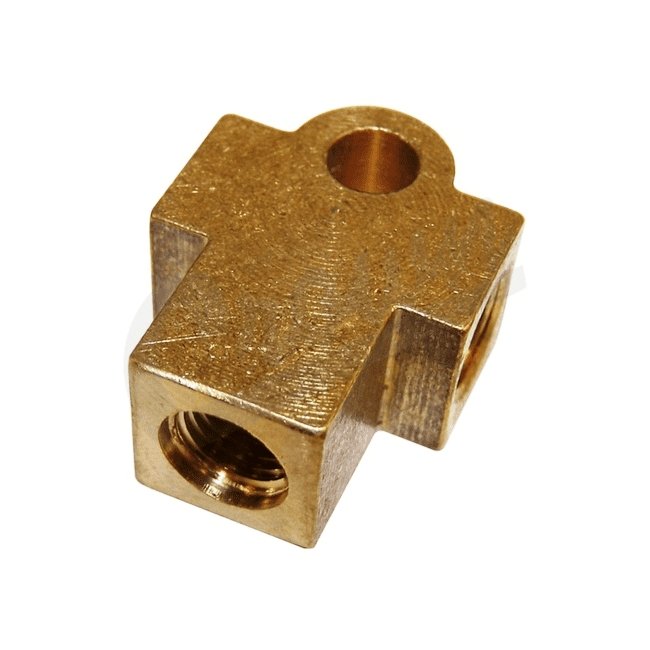 Forged Brass Steel Brake Line 'T' Tee Inverted Flare 1/4 Inch 3-Port Metric Fittings Female SAE Inverted Compression Fitting