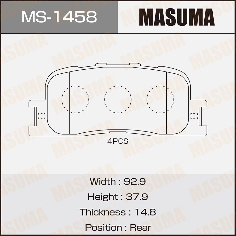 MASUMA MS-1458N Brake Disc Car Accessories Spare Parts Brake Pads for Toyota Highlander Wish 04466-06010 04466-33130