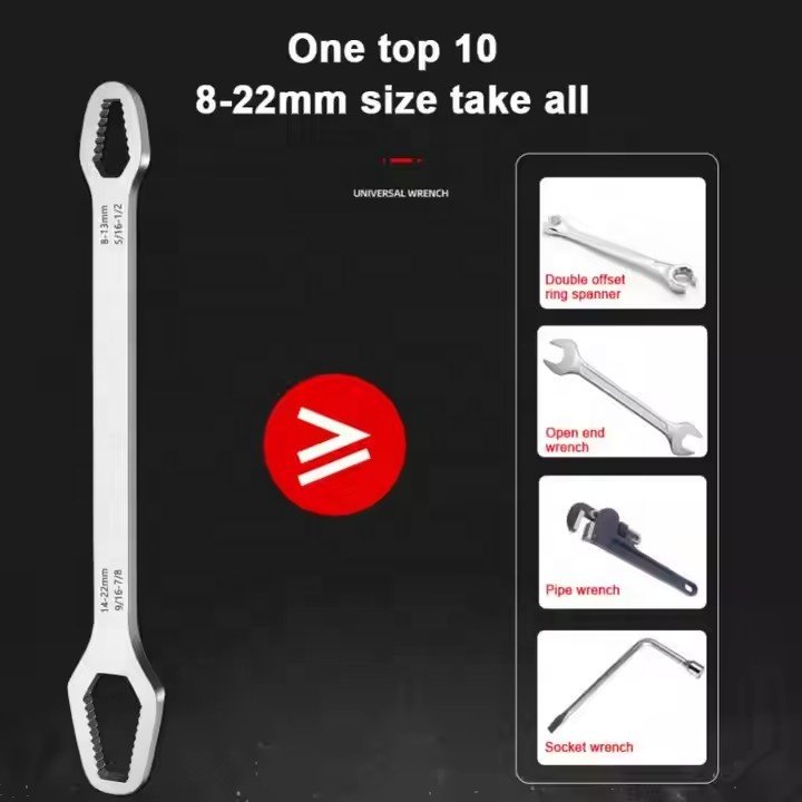 IRONDONKEY Bicycle Repair Tool 16 in 1 Universal 8-22mm Double Head Wrench Self Tightening Adjustable Plum Blossom Wrench