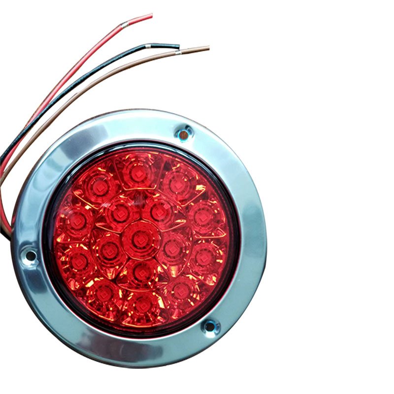 Motorcycle Tail Light 16 LED Car Rear Tail Lights Round Reverse Brake Turn Signal Lamp for 12V Truck Trailer RV Free Face