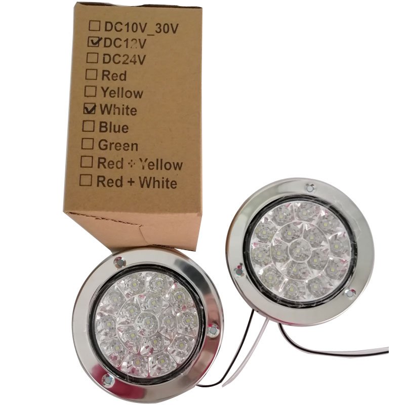 Motorcycle Tail Light 16 LED Car Rear Tail Lights Round Reverse Brake Turn Signal Lamp for 12V Truck Trailer RV Free Face