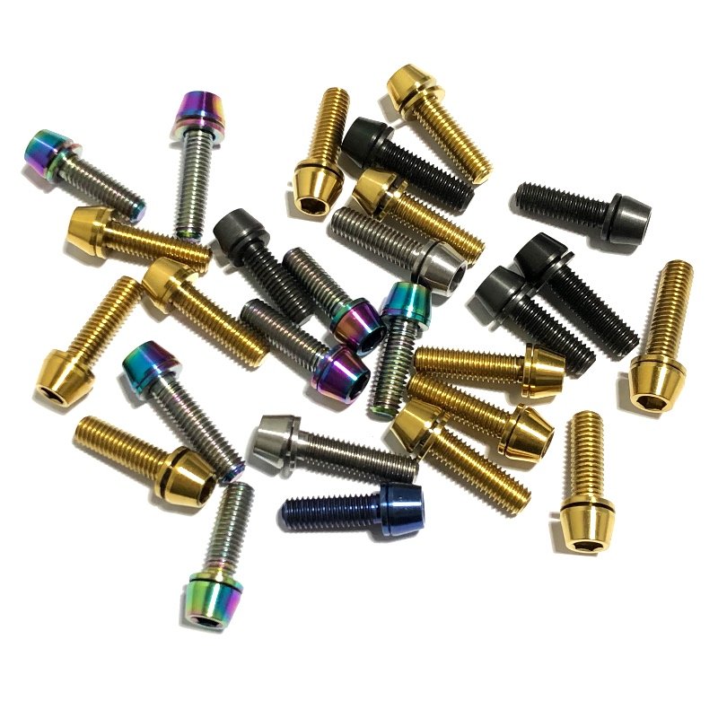 High Quality Titanium Stem Bolts M6*18 M6x18 M6*20mm Allen Hex Set Ti Screws With Washer Spacer for Bicycle Brake Caliper Stock
