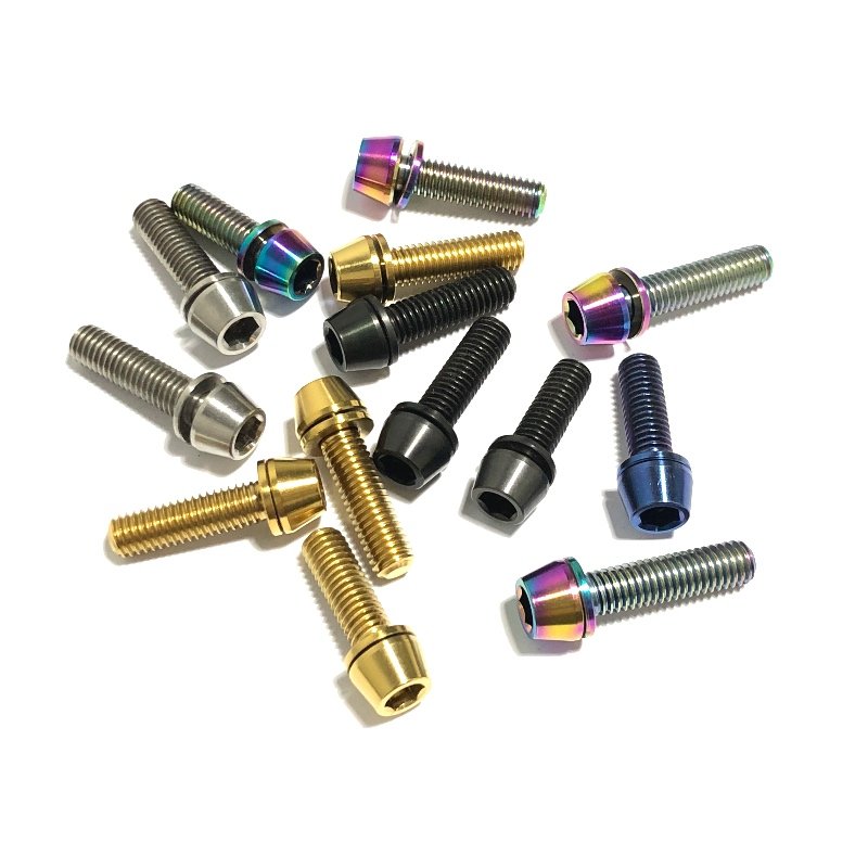 High Quality Titanium Stem Bolts M6*18 M6x18 M6*20mm Allen Hex Set Ti Screws With Washer Spacer for Bicycle Brake Caliper Stock