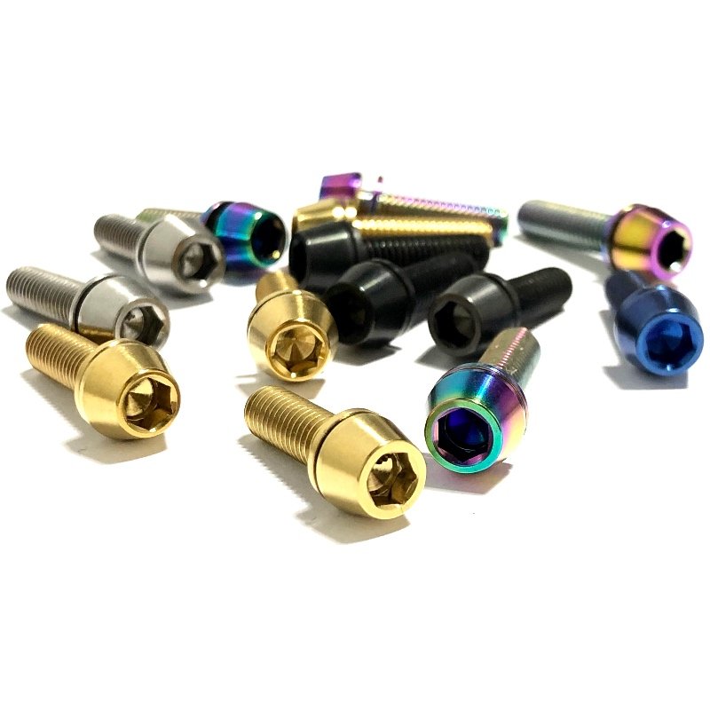 High Quality Titanium Stem Bolts M6*18 M6x18 M6*20mm Allen Hex Set Ti Screws With Washer Spacer for Bicycle Brake Caliper Stock