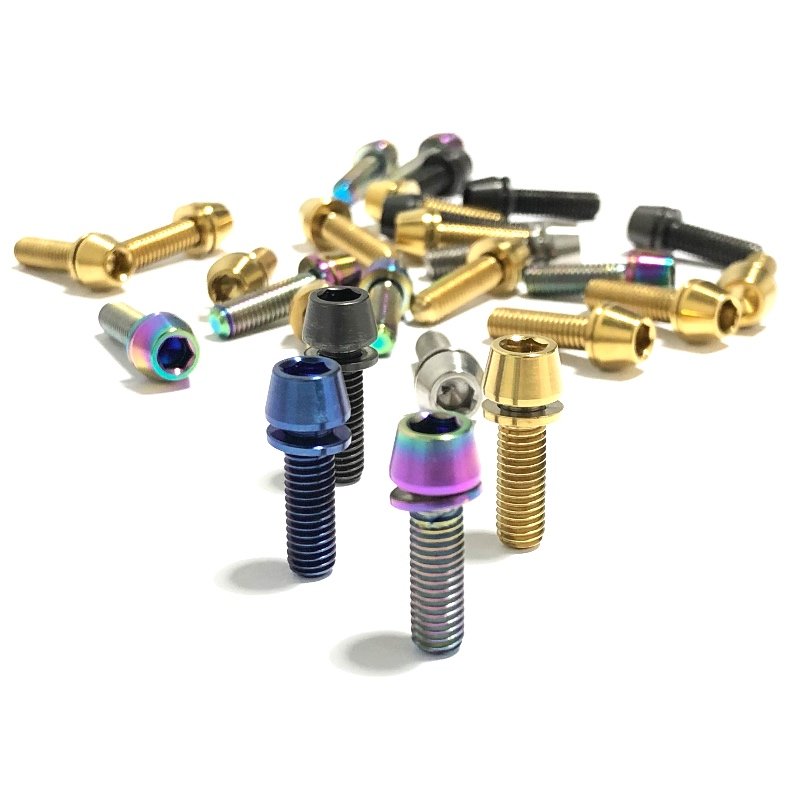 High Quality Titanium Stem Bolts M6*18 M6x18 M6*20mm Allen Hex Set Ti Screws With Washer Spacer for Bicycle Brake Caliper Stock