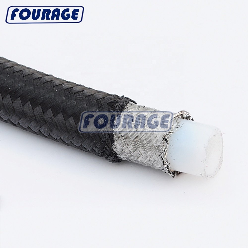 Fourage High Performance AN3 AN4 AN6 AN8 AN10 AN12 AN16 Black Nylon Stainless Steel Braided AN PTFE E85 Fuel Line Hose