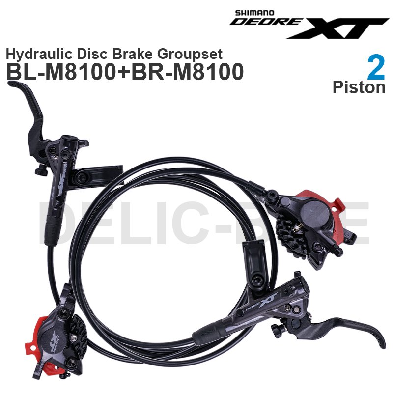 SHIMANO DEORE XT M8100 Hydraulic Disc Brake Groupset with M8100 Brake Lever and BR-M8100 or M8120 Brake Caliper Assembled