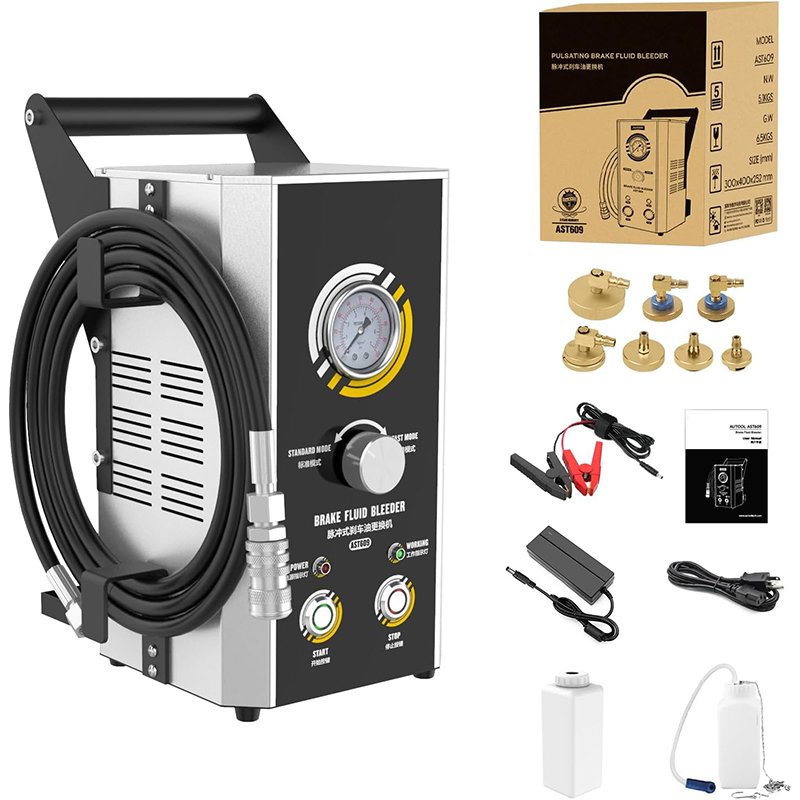 Professional 100V-240V Auto Brake Bleeder Kit Electric Brake Bleeding Device with 7PCS Master Cylinder Adapter Vehicle Tools