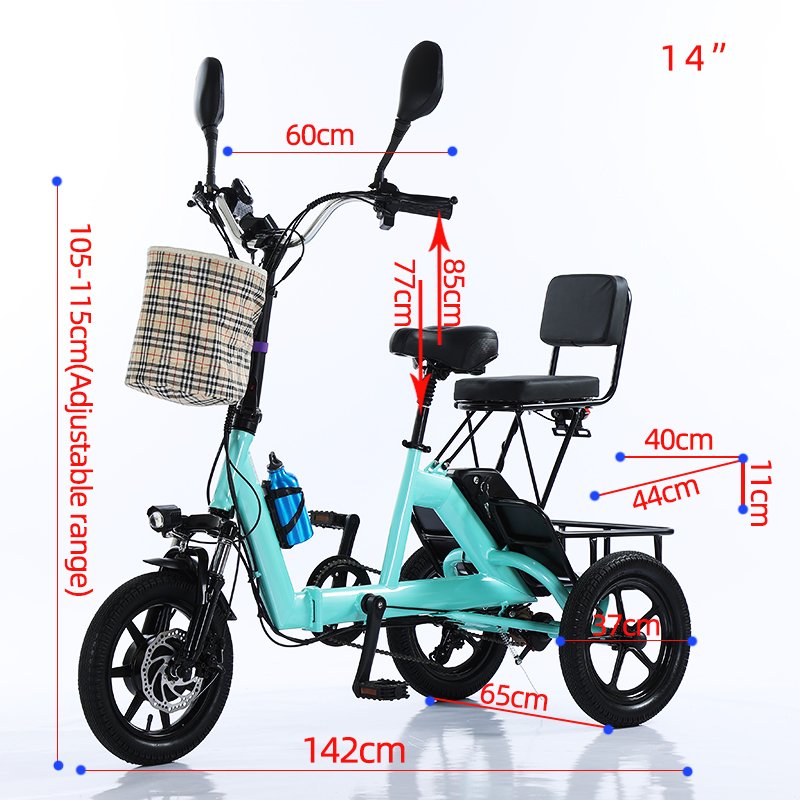 2024 Folding Electric Trike Scooter Passenger Adult Tricycle Sale Ready to Ship Lithium Battery 48V Foldable Bicycle Tricycle