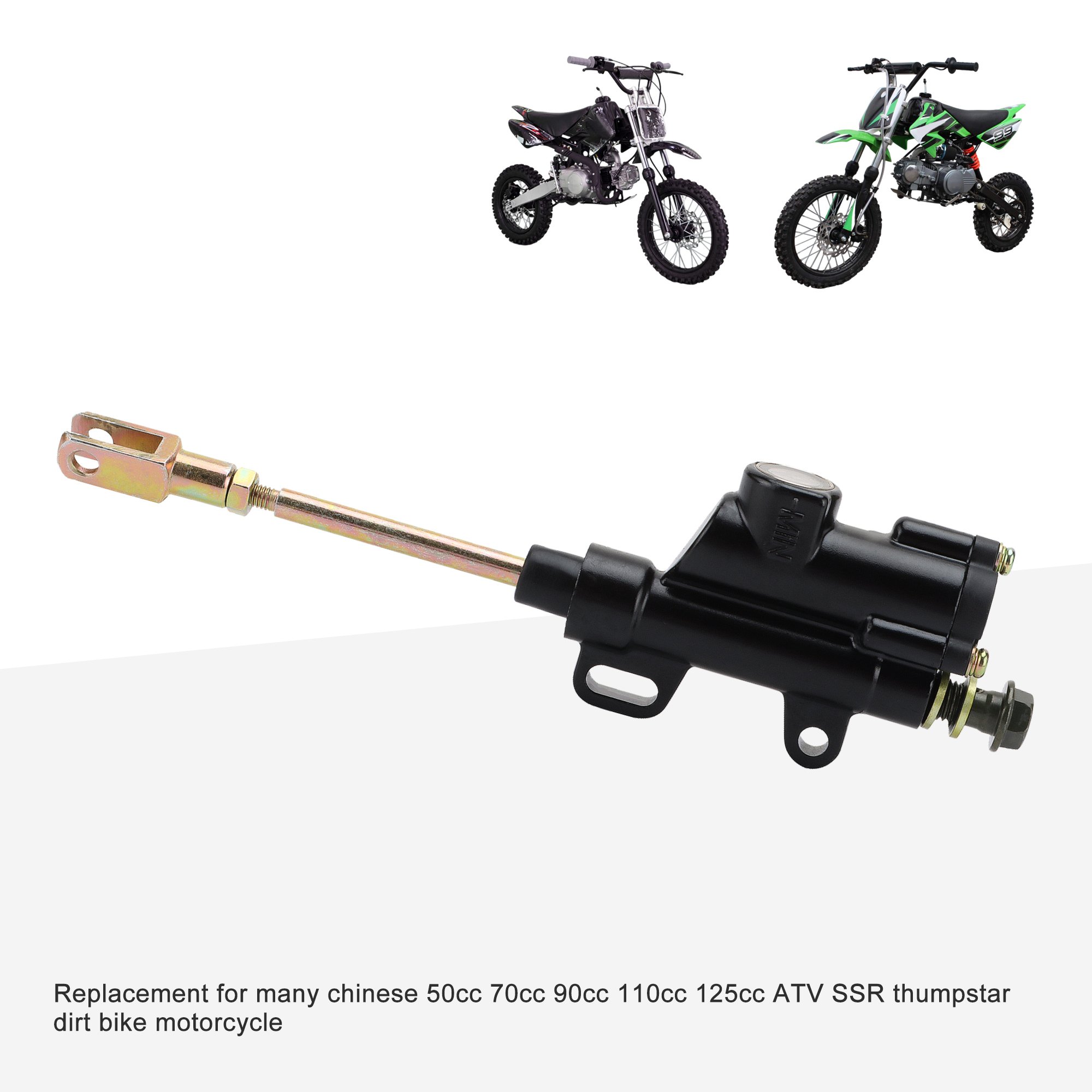 GOOFIT Black Rear Foot Hydraulic Brake Master Cylinder for 50cc 70cc 90cc 110cc 125cc ATV SSR Thumpstar Dirt Bike