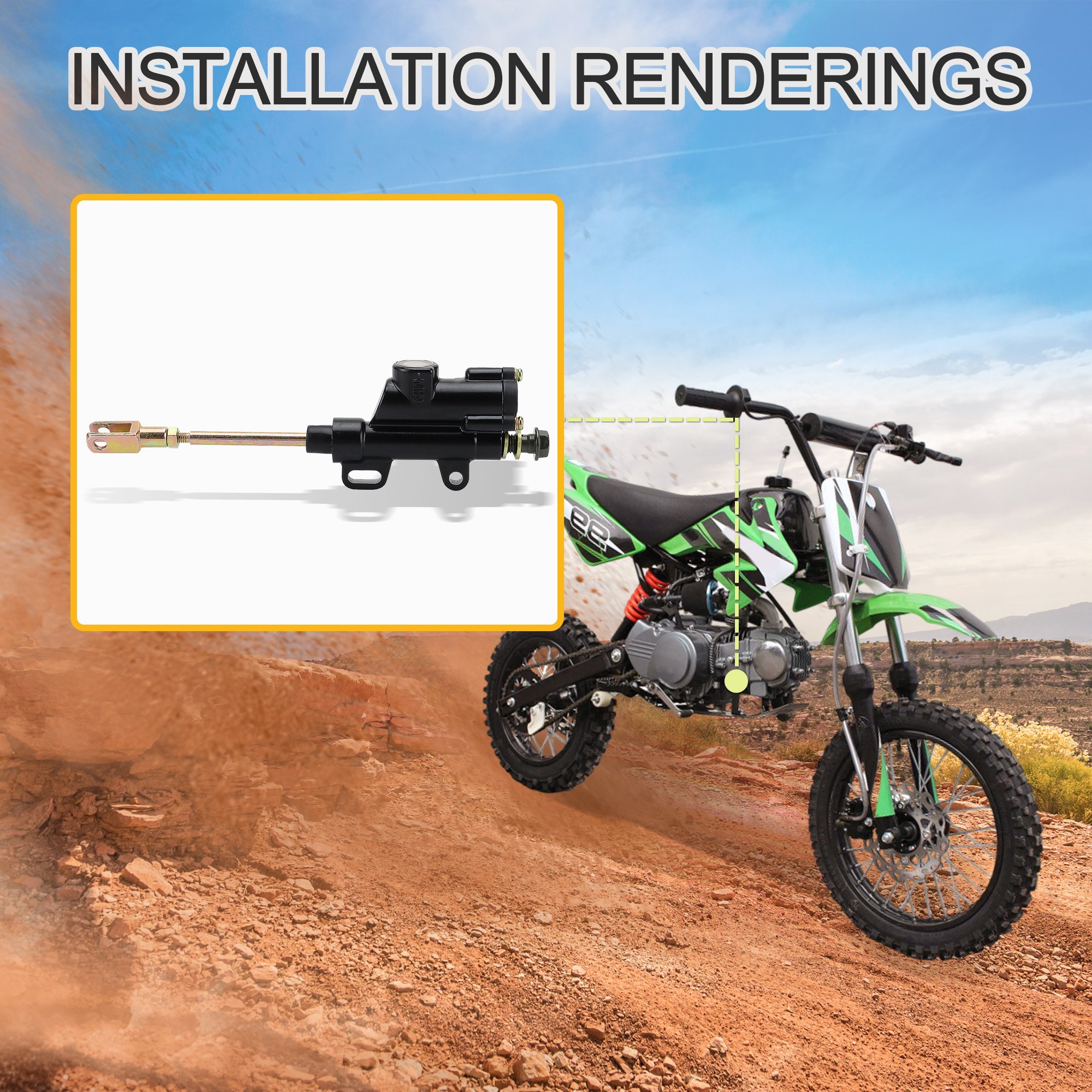 GOOFIT Black Rear Foot Hydraulic Brake Master Cylinder for 50cc 70cc 90cc 110cc 125cc ATV SSR Thumpstar Dirt Bike