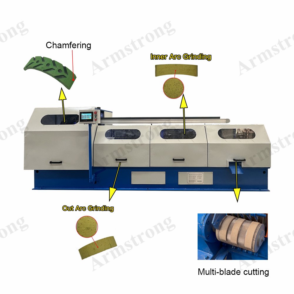 Motorcycle Brake Shoe Lining Combined Grinding Machine Chamfer Inner & Outer Arc Grinding Multi-blade Cutting Function Grinder