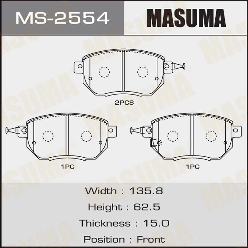 MS-2554 MASUMA Auto Part Ceramic Brake Disc Japanese Car Brake Pads for Nissan Honda Mitsubishi Mazda Subaru Isuzu Daihatsu
