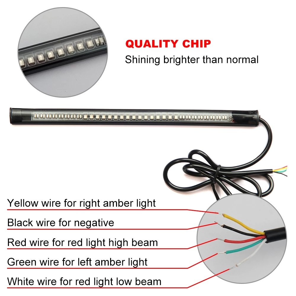 Universal DC 12V Led Strip 48LED Flexible Stop Driving Light Auto Motorcycle Turn Signal Brake Tail Strip for Car ATV Motorcycle