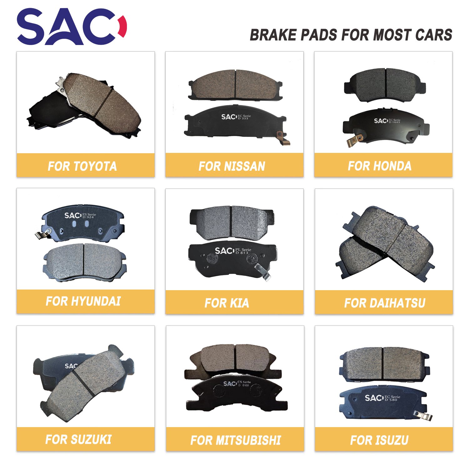 D1157 58302-1GE00 Car Rear Verna Brake Pads for Hyundai Verna Accent Creta Ix35 Sonata Tucson