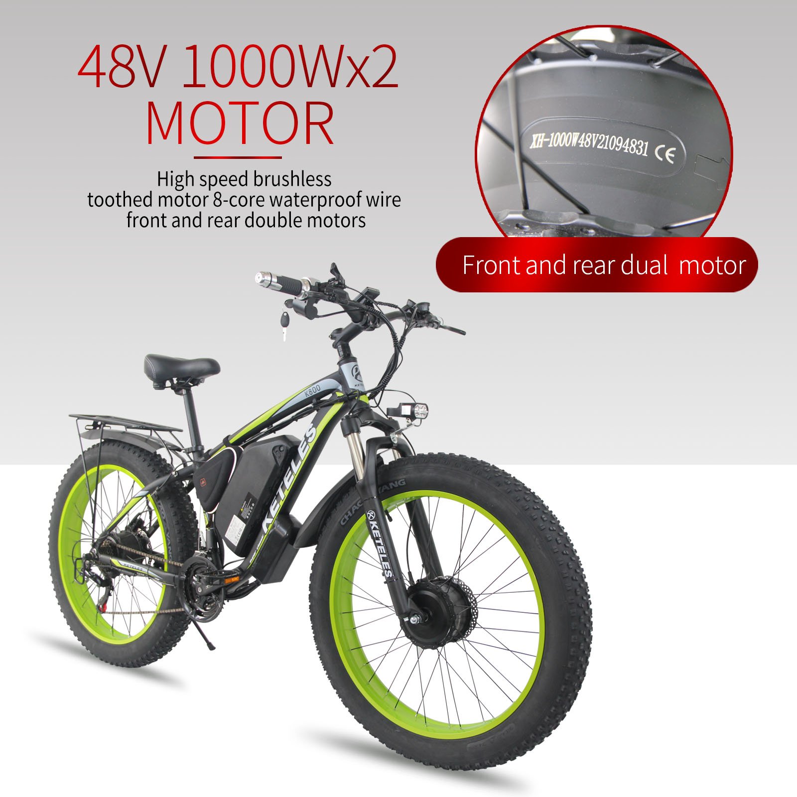 EU Fast Dpump Tester0w Dual Motor Repair Kit with Lithium Battery Square Wave Smart Controller 48V Electric Bike 1000w 48v 23 Ah