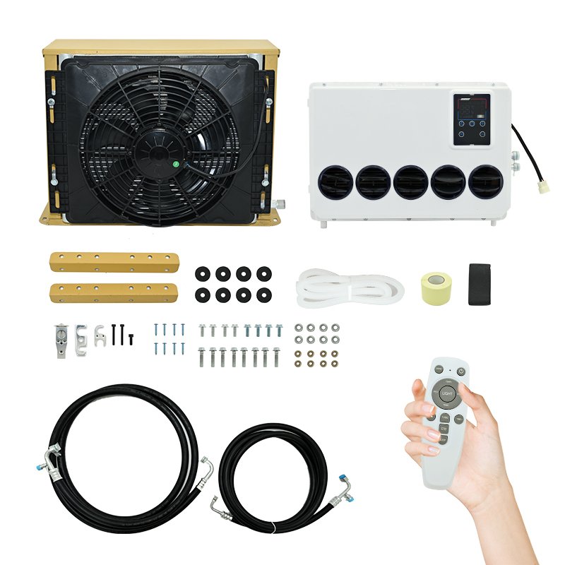 24V Truck Sleeper Parking Cooler AC Kit Car 12v Compressor Electric Tractor Cab Truck Air Conditioner