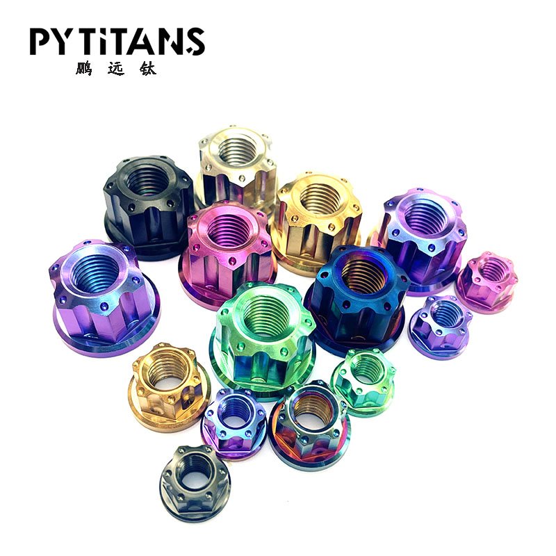 Titanium Screws Bolts Nuts Motorcycle Exhaust Braking Caliper Nut M12 Gr5 Titanium Nut by PYTITANS