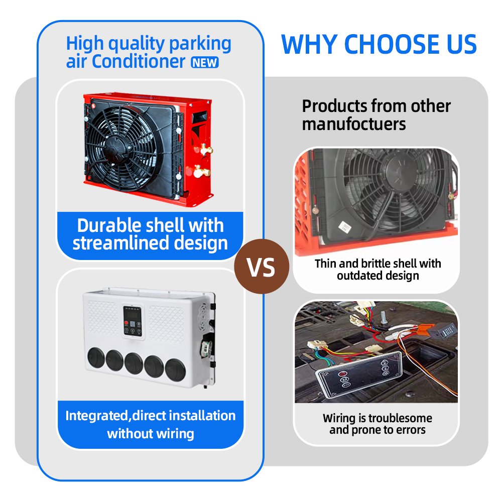 New 12V 24V Cab Cooler Sleeper Split Parking Air Conditioner For Truck Camper RV Vans Engineering Vehicles