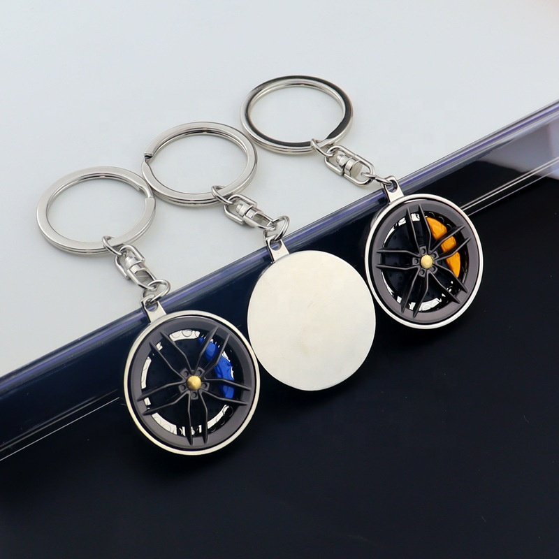Metal Hub Rotating Keychain Turntable Keychain Pendant Caliper Brake Disc Gift