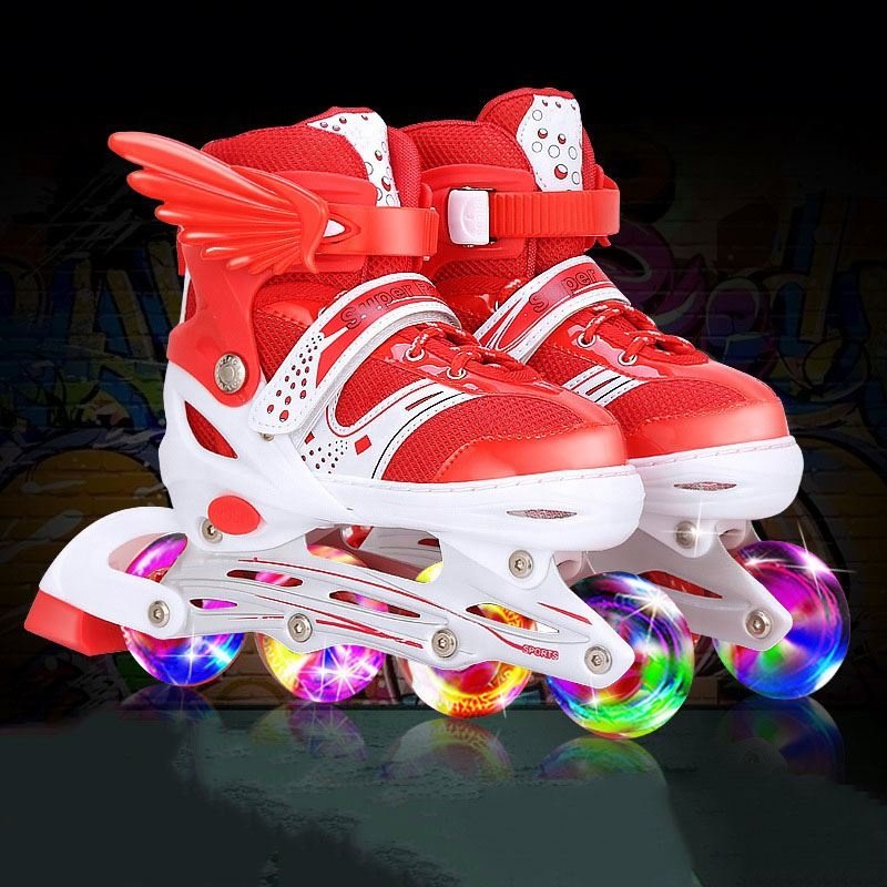 OEM Customized Toe Stopper Brake Pink Flashing Roller Children Inline Skate Shoe 4 Four Wheel Shoes