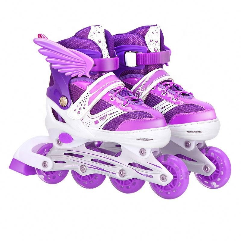 OEM Customized Toe Stopper Brake Pink Flashing Roller Children Inline Skate Shoe 4 Four Wheel Shoes