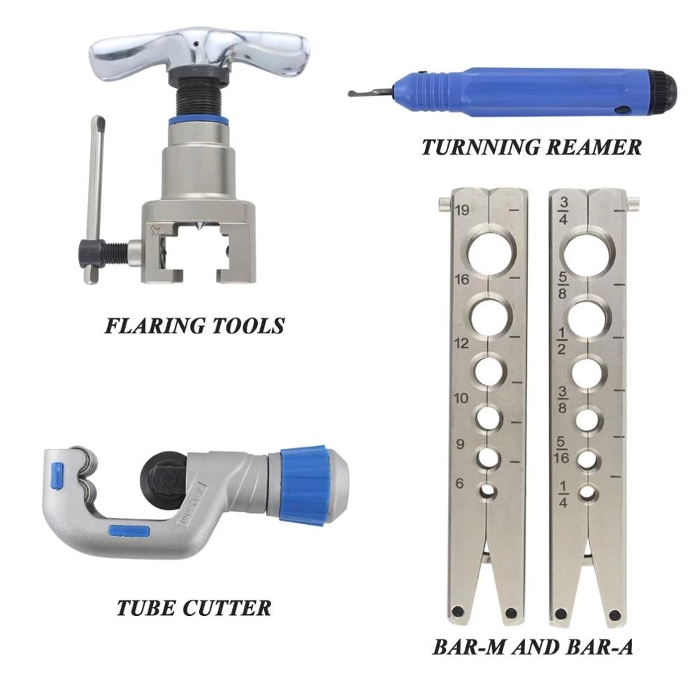 HAVC Pipe Cone Flaring Tool Kit 6-19mm 45 Degree Angle Eccentric Cone Type Sets for Water Gas Refrigeration Brake Line