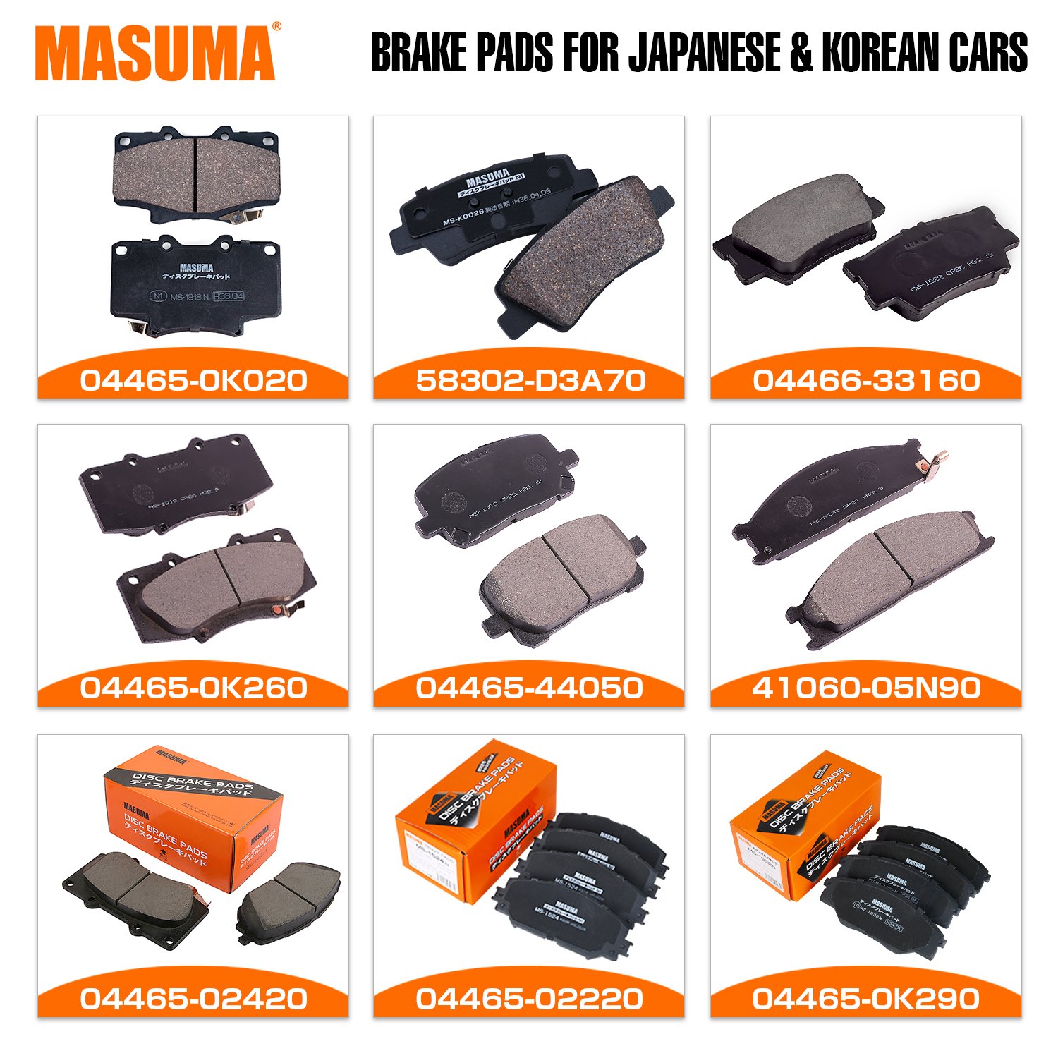 MASUMA MS-2466N Wholesale Pastillas De Freno Car Ceramics Auto Disc Front Brake Pads 44060-AM485 MQ706234 for Suzuki & NISSAN