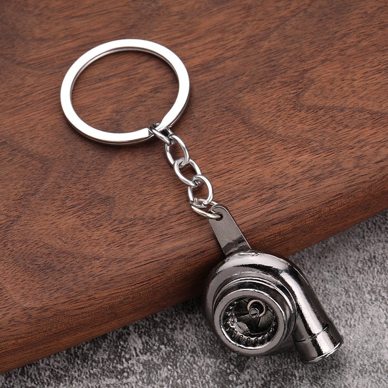 Wholesale Metal Keychain Turbo Gear Hub Brake Disc Shock Absorber Caliper Car Keychain Pendant for Husband Gift