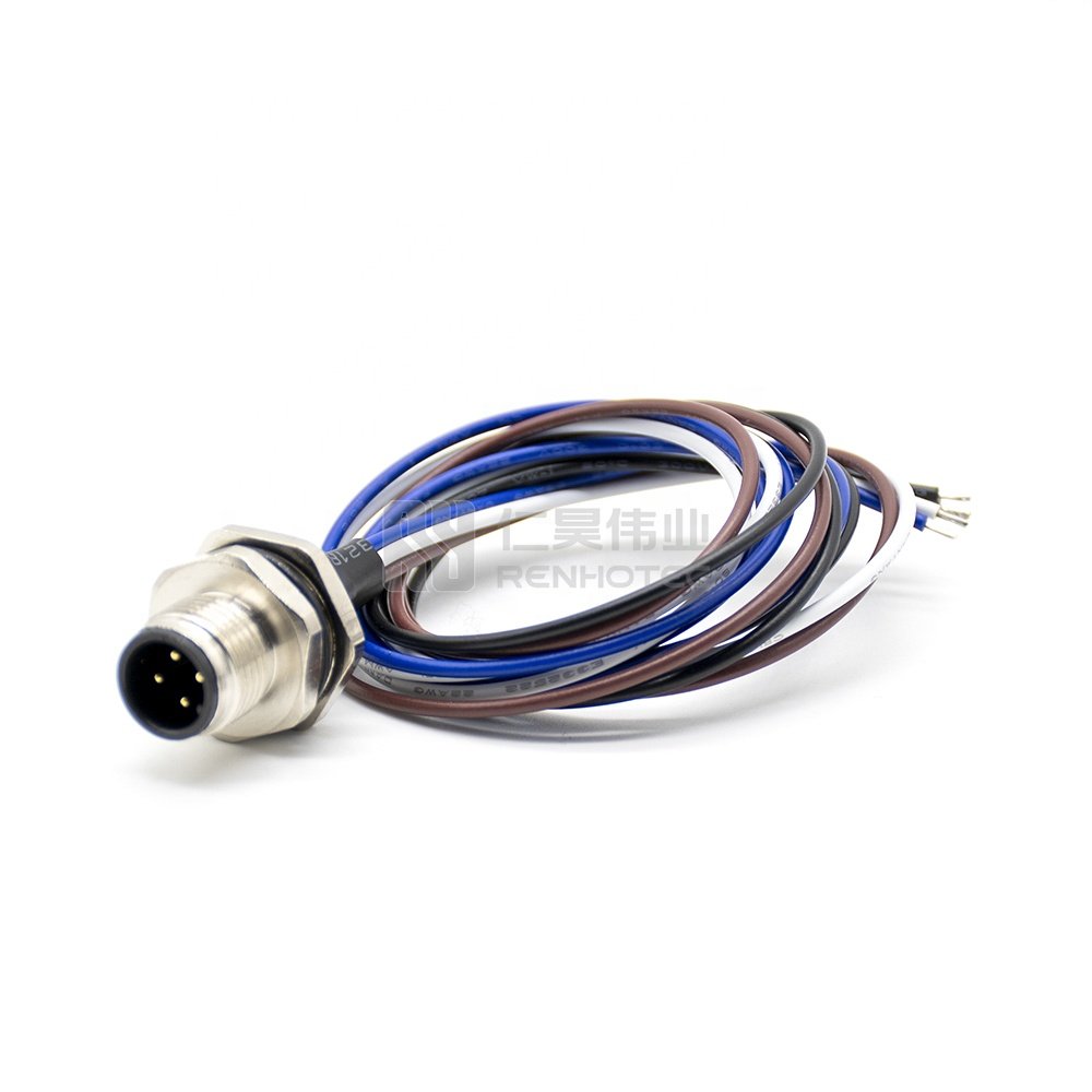 4 Pin M12 Male Circular Connector Cable Automotive Wiring Harness