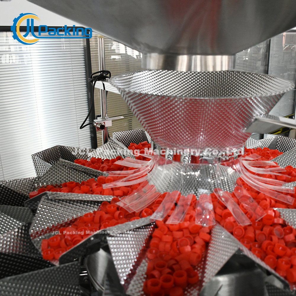 Mixed Dried Nuts Walnuts Sugar Rice Back Sealing Vertical Pillow Bag Filling and Packaging Machine with Multi Heads Weigher